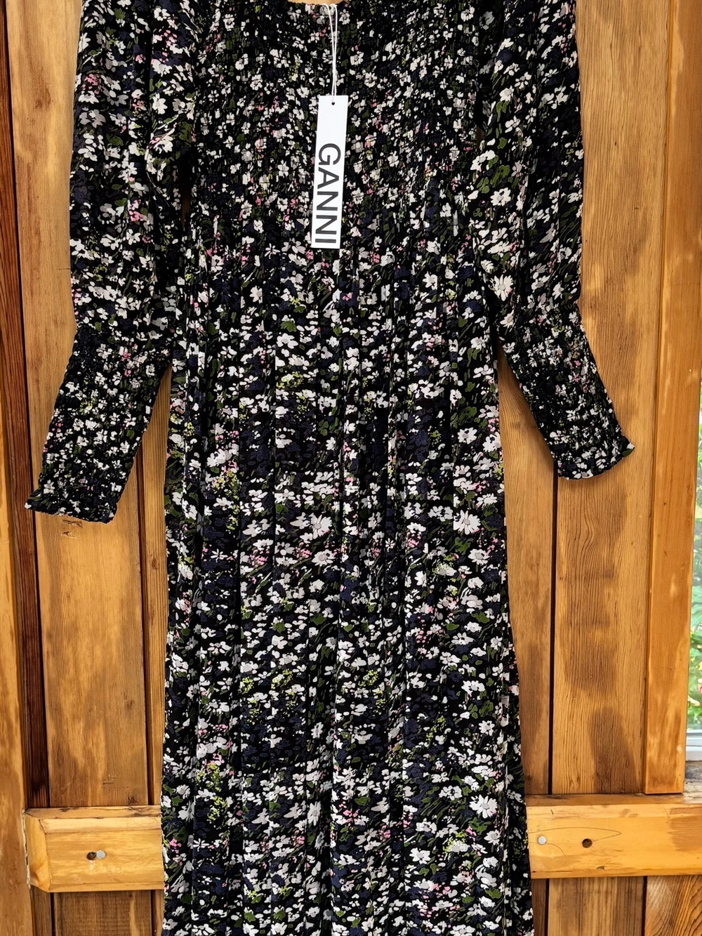 NWT GANNI Black Floral Printed Georgette Maxi Dress - Size EU 34 / US 2